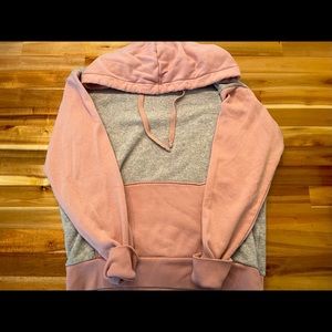 American Eagle Pink & Gray Colorblock Hoodie SizeS